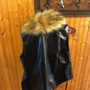 Faux leather and fur vest